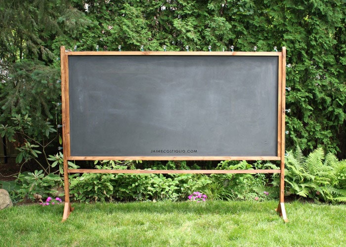 wood framed stand alone chalkboard