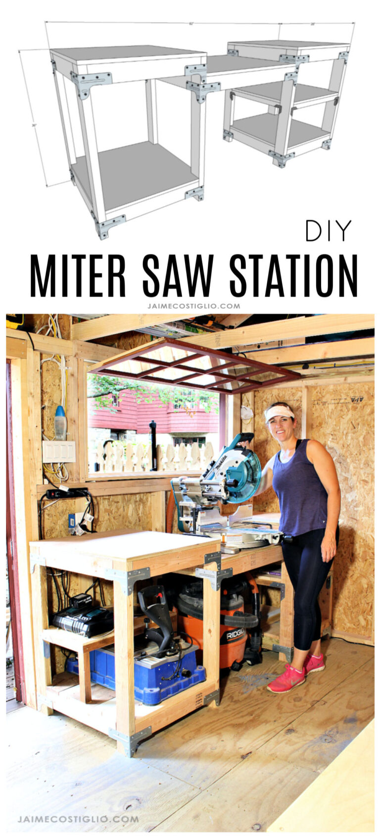 DIY Miter Saw Station Free Plans - Jaime Costiglio