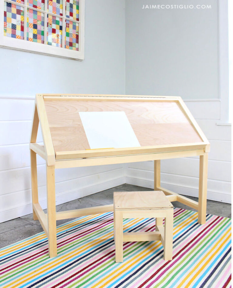 DIY House Play Table Desk & Stool Free Plans - Jaime Costiglio