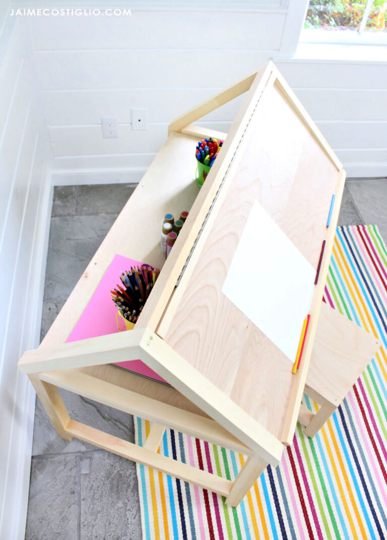 DIY House Play Table Desk & Stool Free Plans - Jaime Costiglio