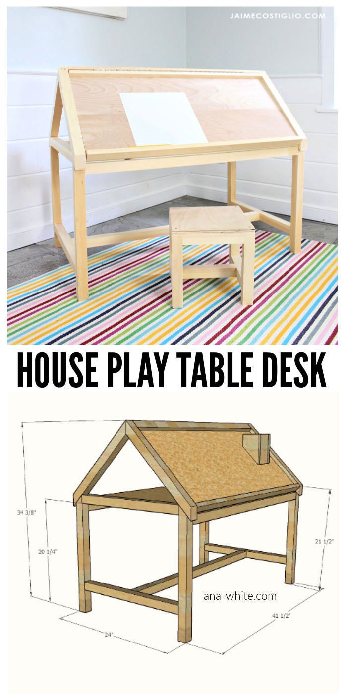 diy kids house play table desk free plans