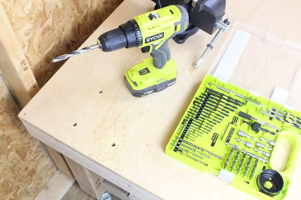 predrilling holes into plywood