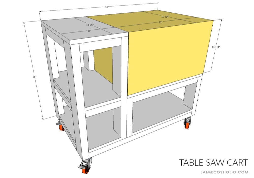 Diy Table Saw Cart Free Plans Jaime, How To Make A Rolling Table Saw Stand