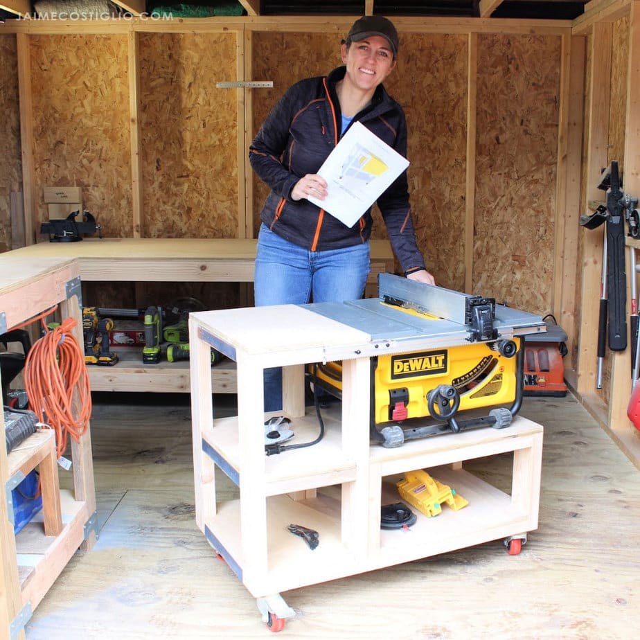 Easy DIY planer stand with storage, folding out-feed table and rollers.  [PLANS] 