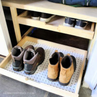 closet makeover with shoe trays