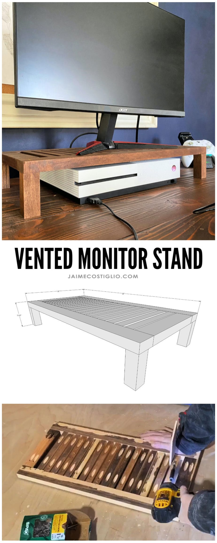 diy vented monitor stand for computer