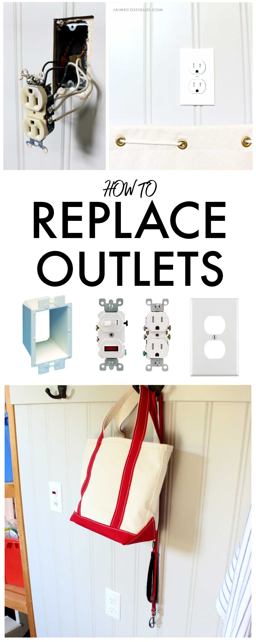 how to replace outlets in beadboard