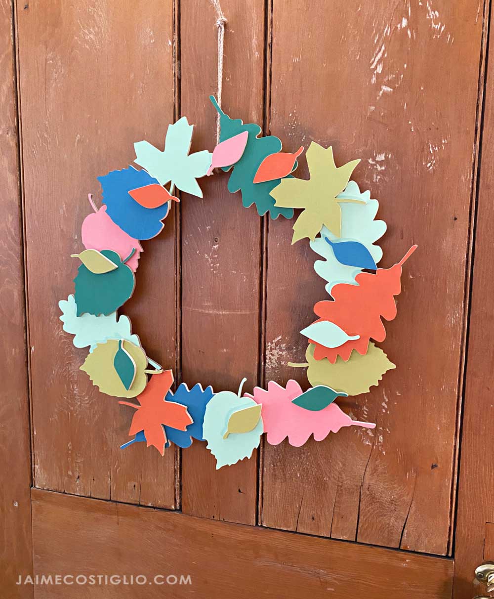 fall wreath on wood door