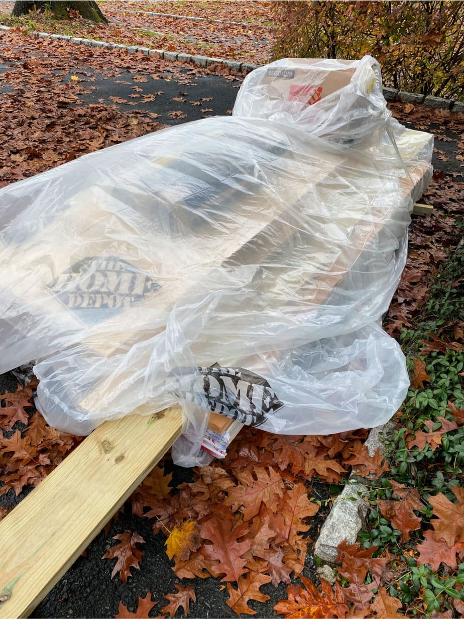 The Home Depot delivery wrapped in plastic