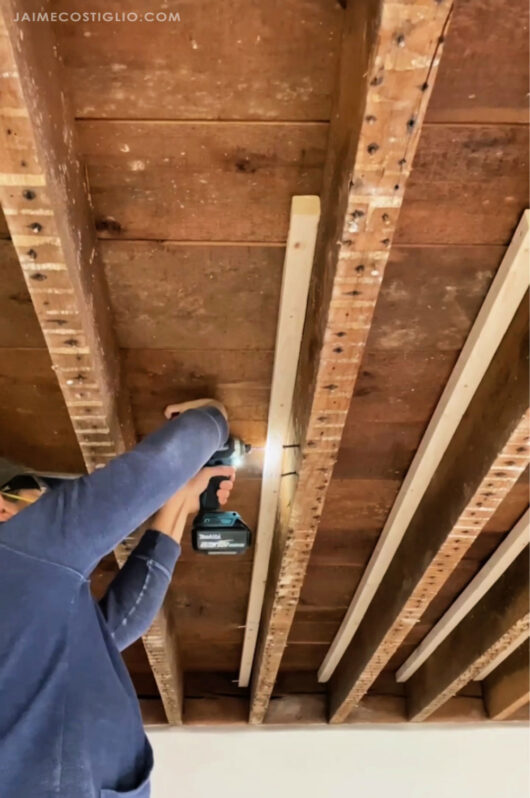 Ceiling Makeover Exposed Wood Beams Jaime Costiglio