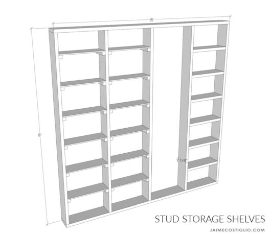 Stud Storage Shelves: A Wall with Built In Storage - Jaime Costiglio