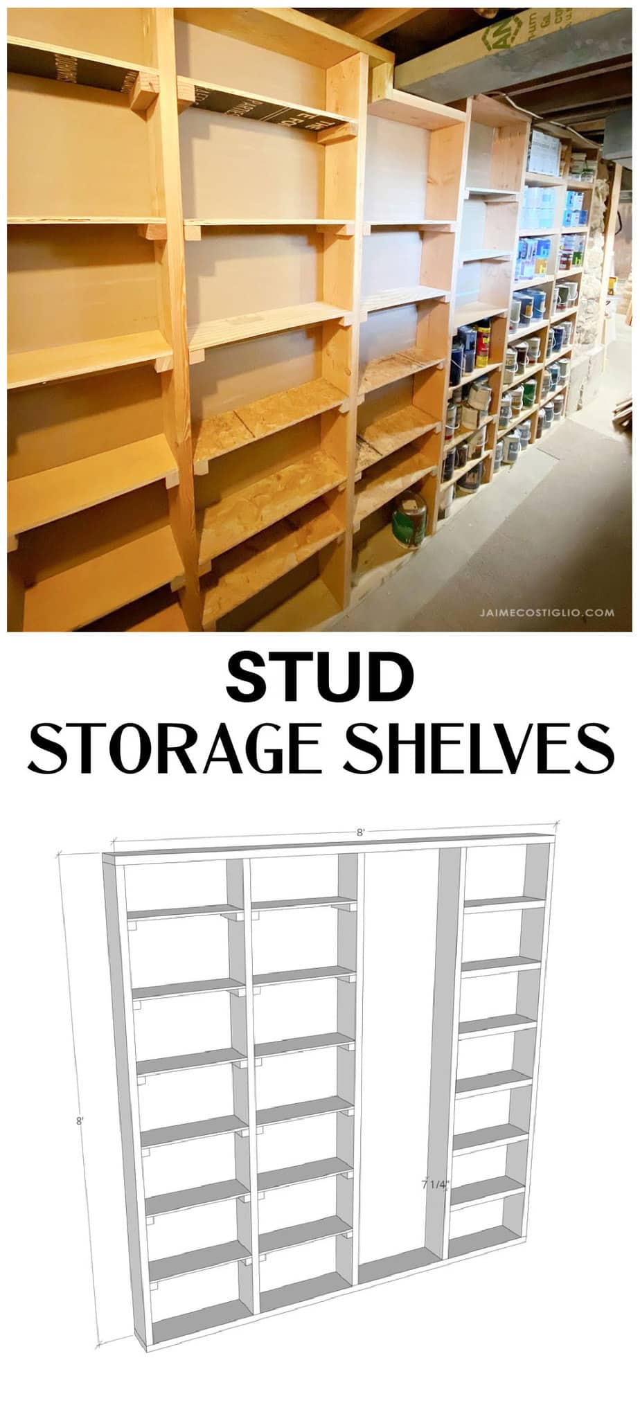 stud storage shelves collage