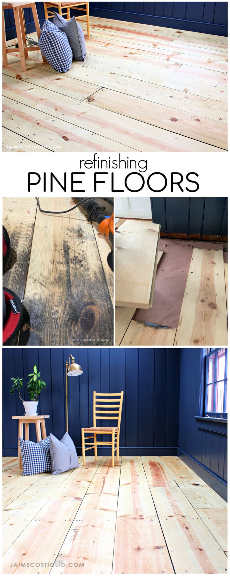 refinishing pine floors collage