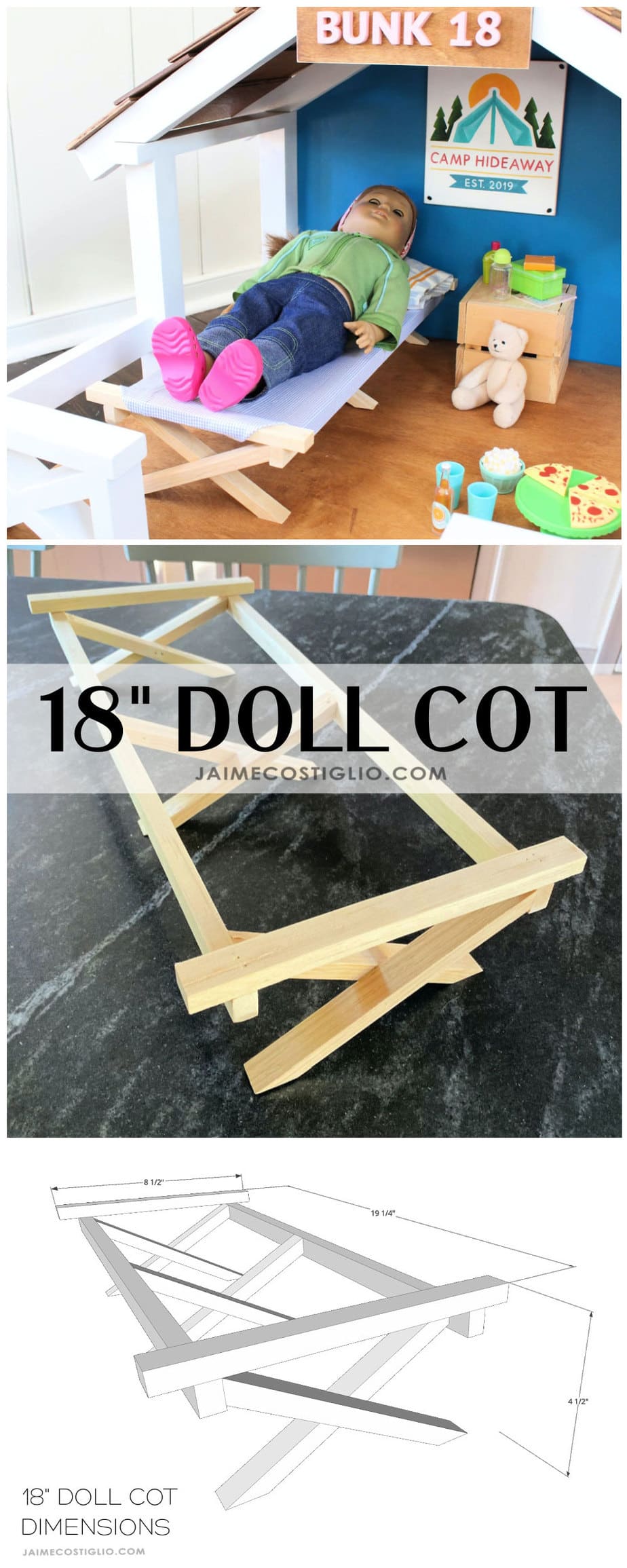 18 inch doll cot plans