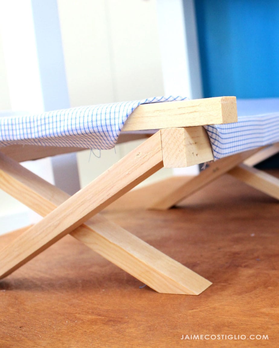 wooden doll cot detail