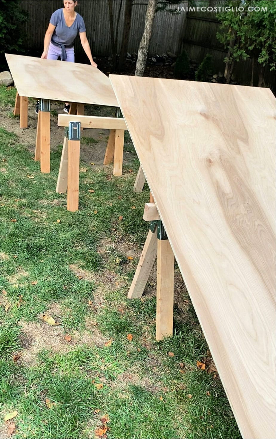 DIY Sawhorse Dining Table - Jaime Costiglio