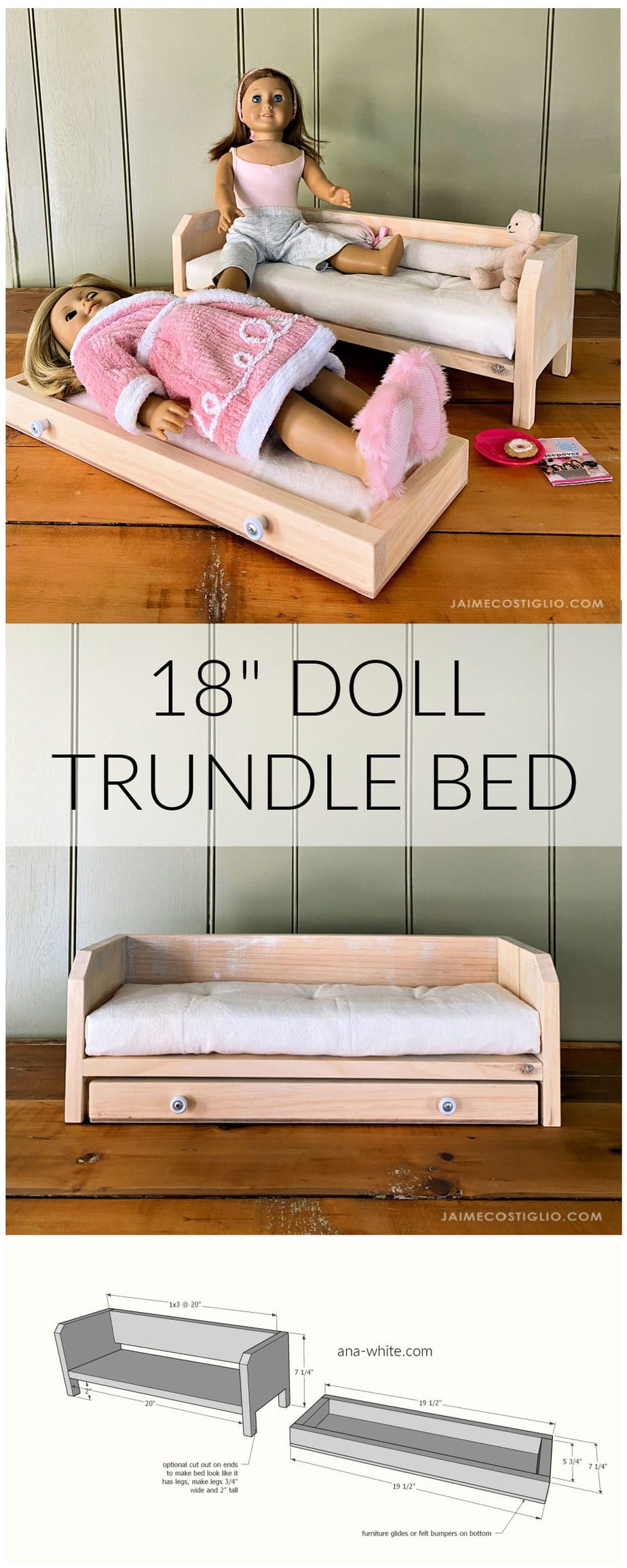 18 inch dol trundle bed