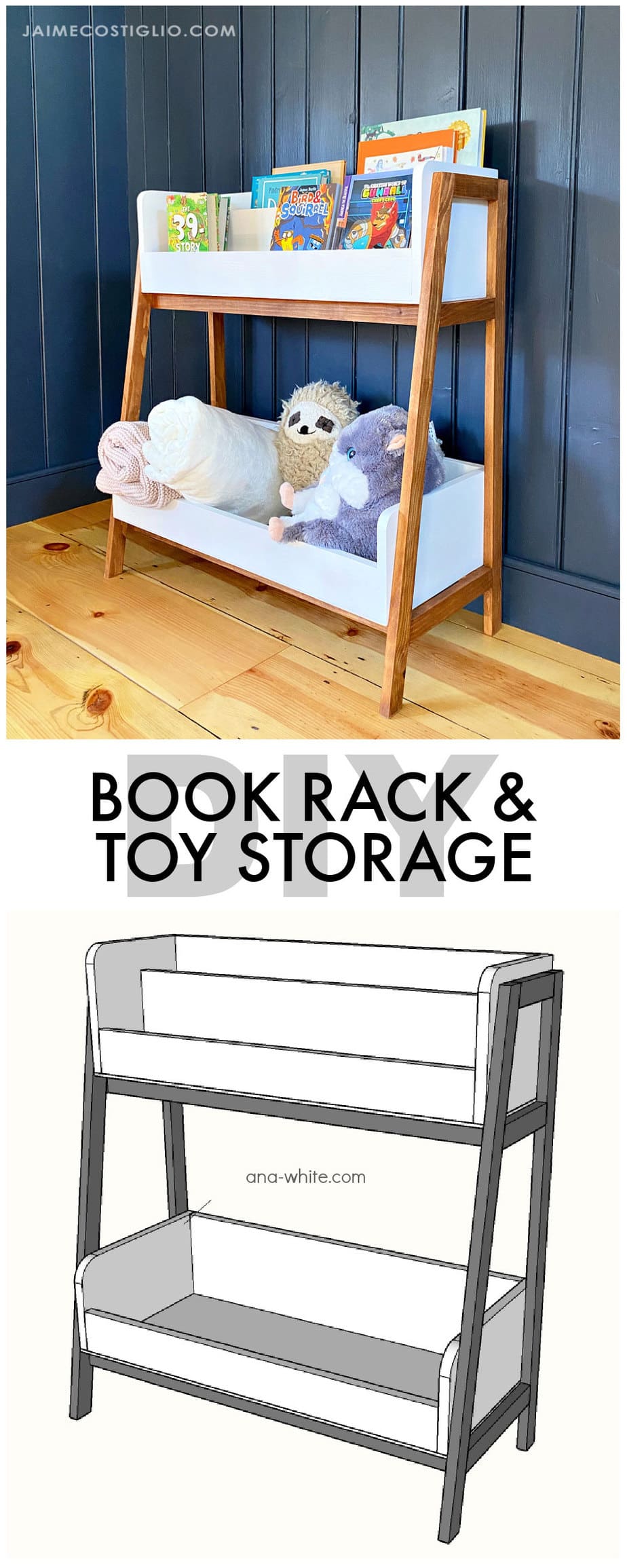 diy book rack and toy storage