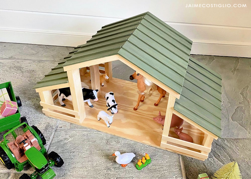 toy barn with metal roof