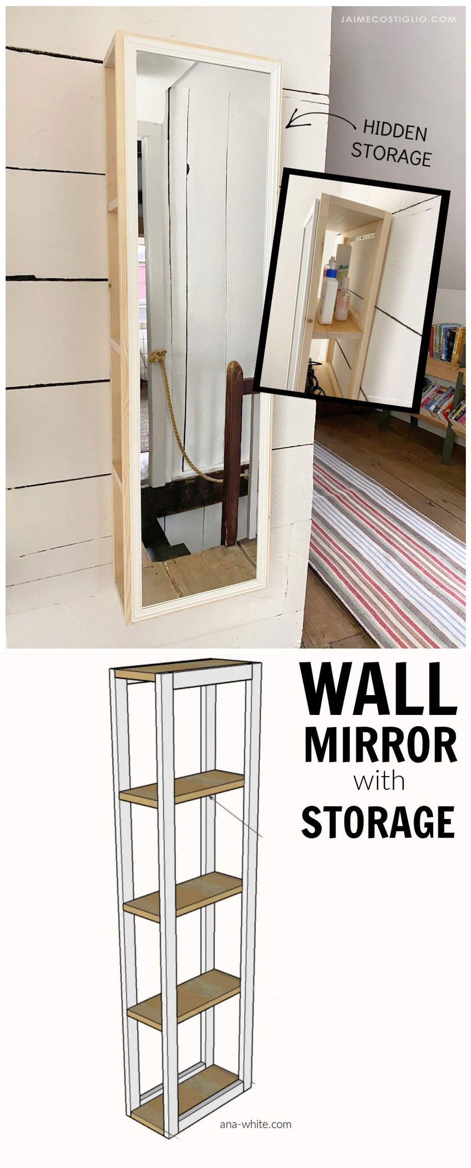 diy wall mirror with storage plans