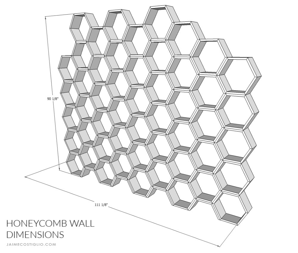 hexagon wall dimensions