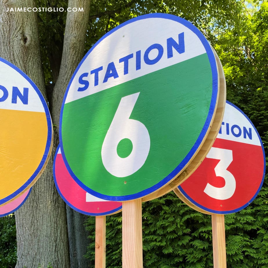 self standing station number signs
