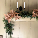 Thanksgiving Mantel with Paper Poinsettias