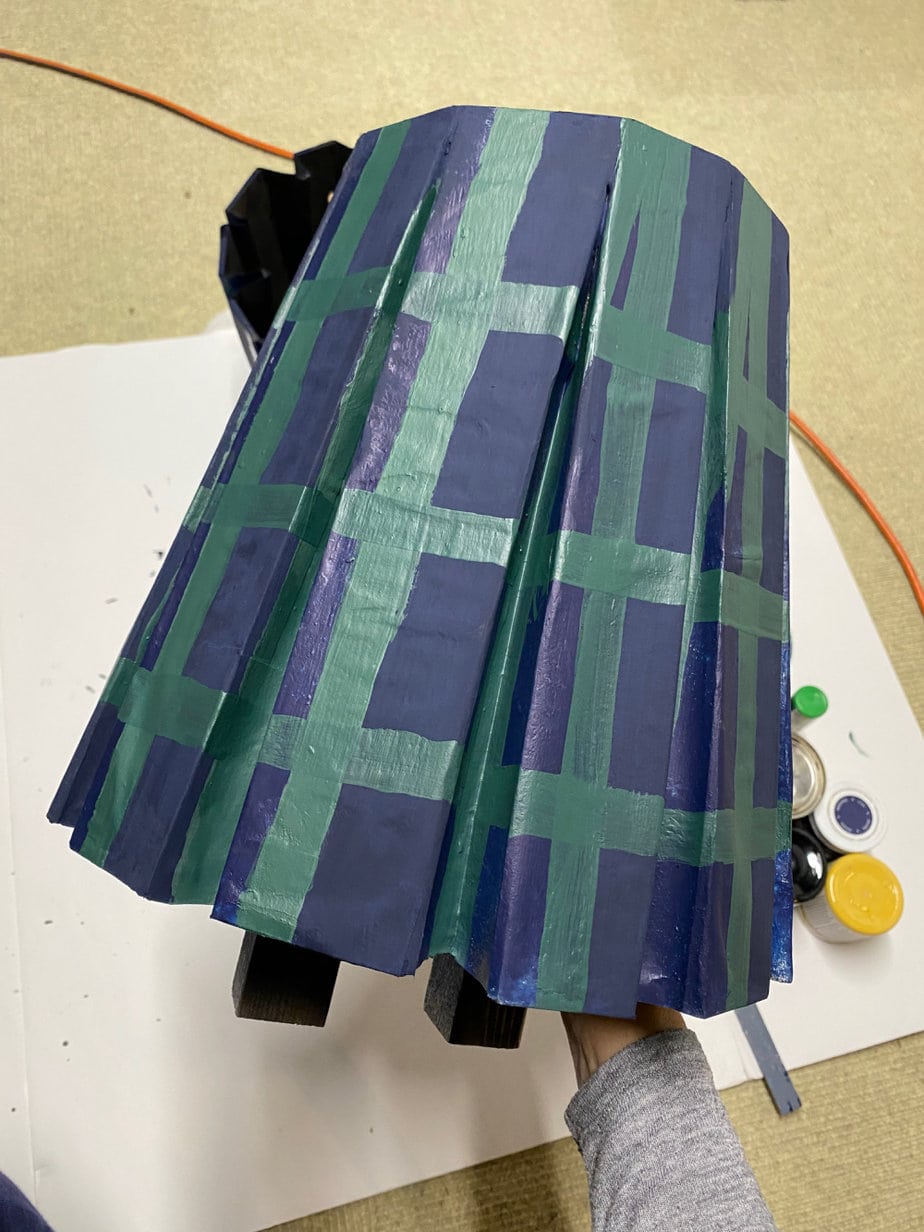 tartan plaid painted skirt process